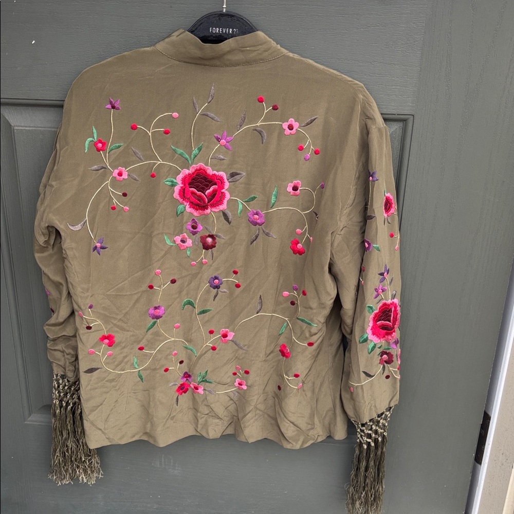 Sue Wong Y2K Floral Career Blouse Colorful Silk Tassel Top Embroidered Japan - Picture 2 of 12
